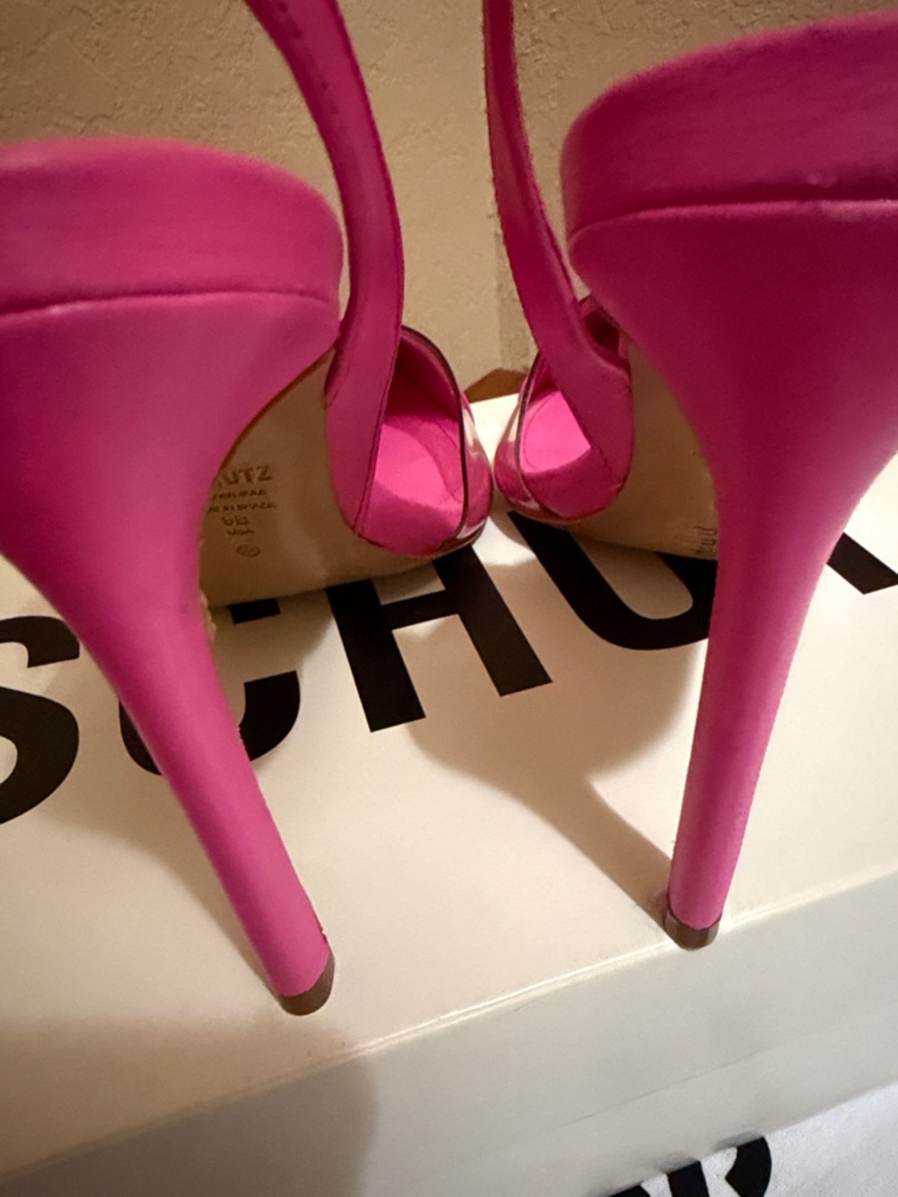 SCHUTZ Hot Pink Pointed-Toe Slingback Stilettos - Picture 2 of 5